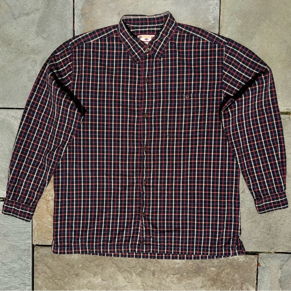 Y2k Square Pattern Plaid Knit Button Down Shirt - image 1